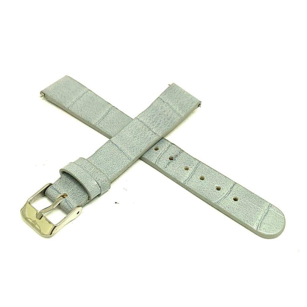 Invicta Women's Watch Replacement Band Blue-Gray Leather 16mm Lug Silver Clasp